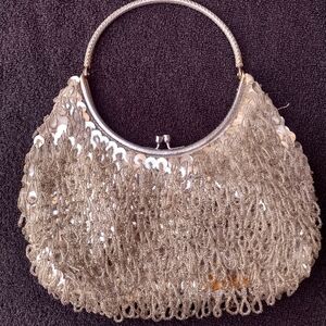 Vintage Silver Bead and Sequin Purse